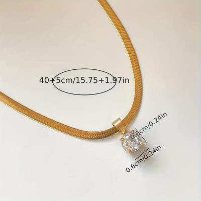 Elegante Strass-Anhänger-Halskette | Gold