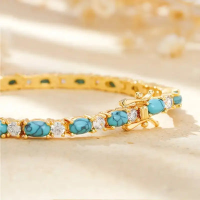 Natürliche Türkissteinarmband | Gold