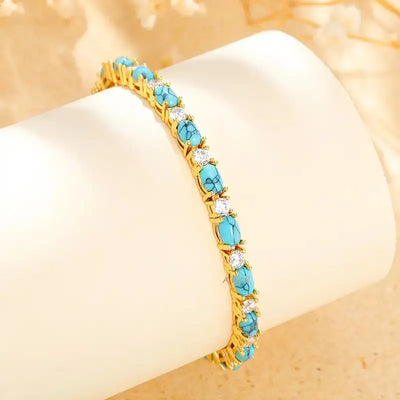 Natürliche Türkissteinarmband | Gold