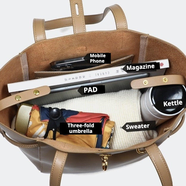 Echte Leder Vintage Schloss Schnalle Tote Bag
