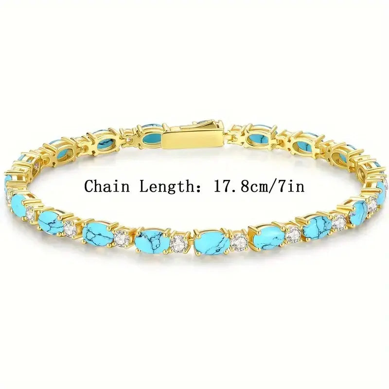 Natürliche Türkissteinarmband | Gold