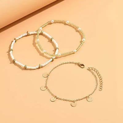 Küstenzauber 3-teiliges Schicht-Armreif-Set | Gold