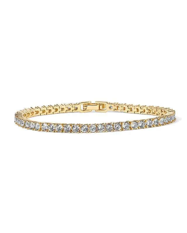 Goldener Glanz: Strahlendes Kristall-Tennisarmband