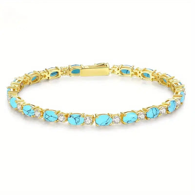 Natürliche Türkissteinarmband | Gold