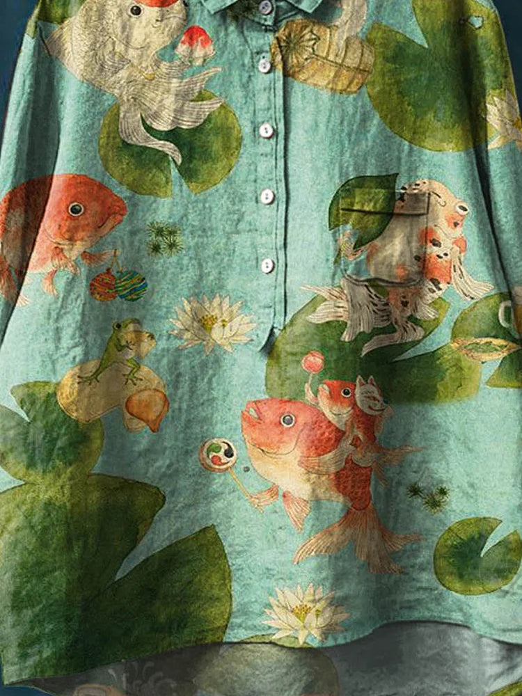 Hazel - Vom Ozean inspiriertes künstlerisches Fisch-Shirt