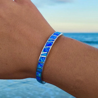 Blaue und Silberne Opalarmband