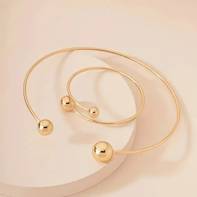 Minimalistischer Glow Halsband- & Armreif-Set | Gold