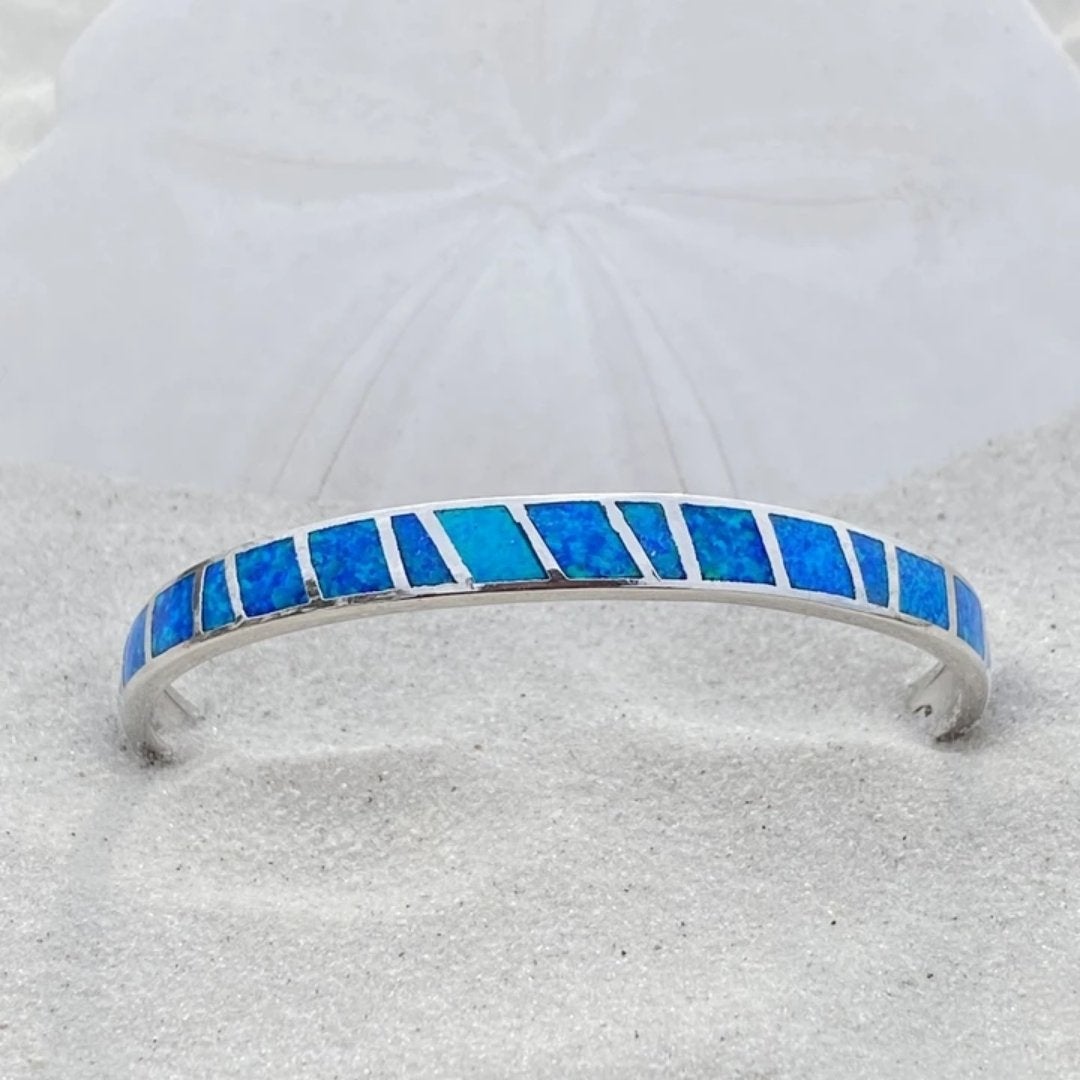 Blaue und Silberne Opalarmband