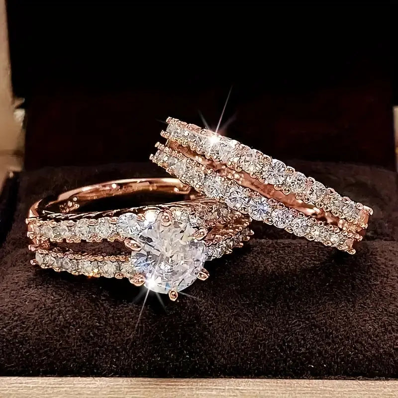 Ewiges Strahlen Ring Set | Gold