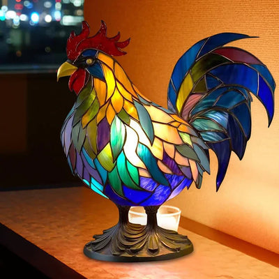 Buntglas-Hahnenlampe