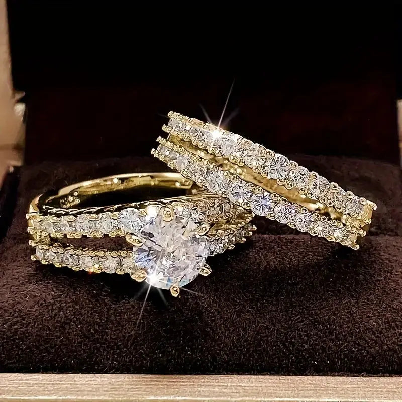 Ewiges Strahlen Ring Set | Gold