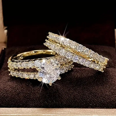 Ewiges Strahlen Ring Set | Gold