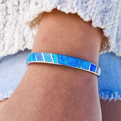 Blaue und Silberne Opalarmband