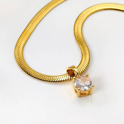 Elegante Strass-Anhänger-Halskette | Gold