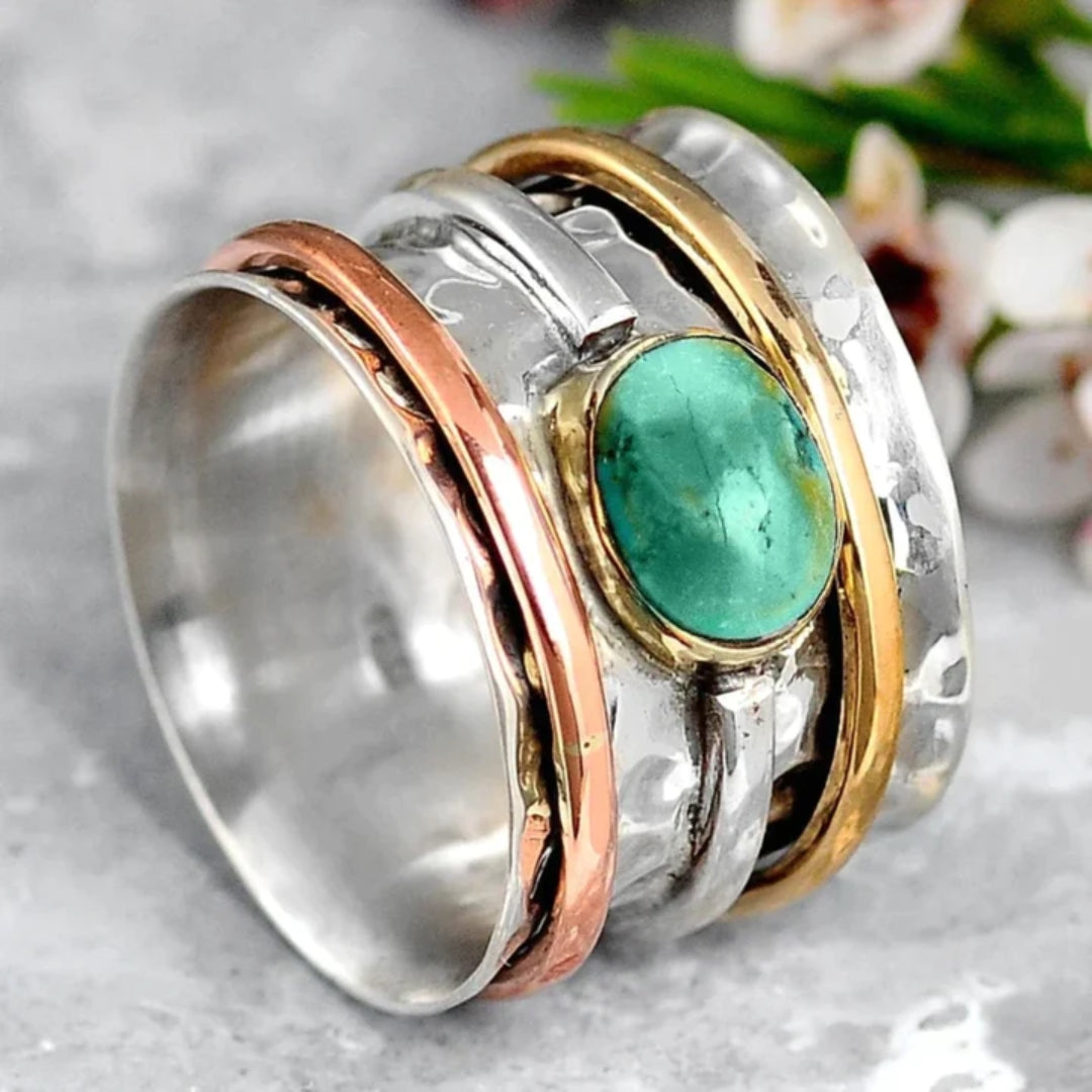 Coco - Vintage Gold- und Silber-Türkisring