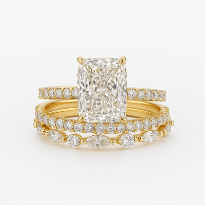 Jaily 3-teiliges Hochzeitsring-Set | Gold