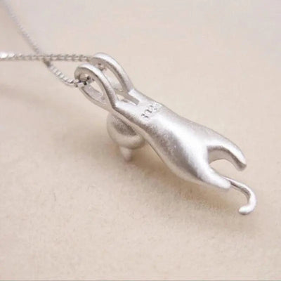 925 Sterling Silber Verspielt Katze Halskette