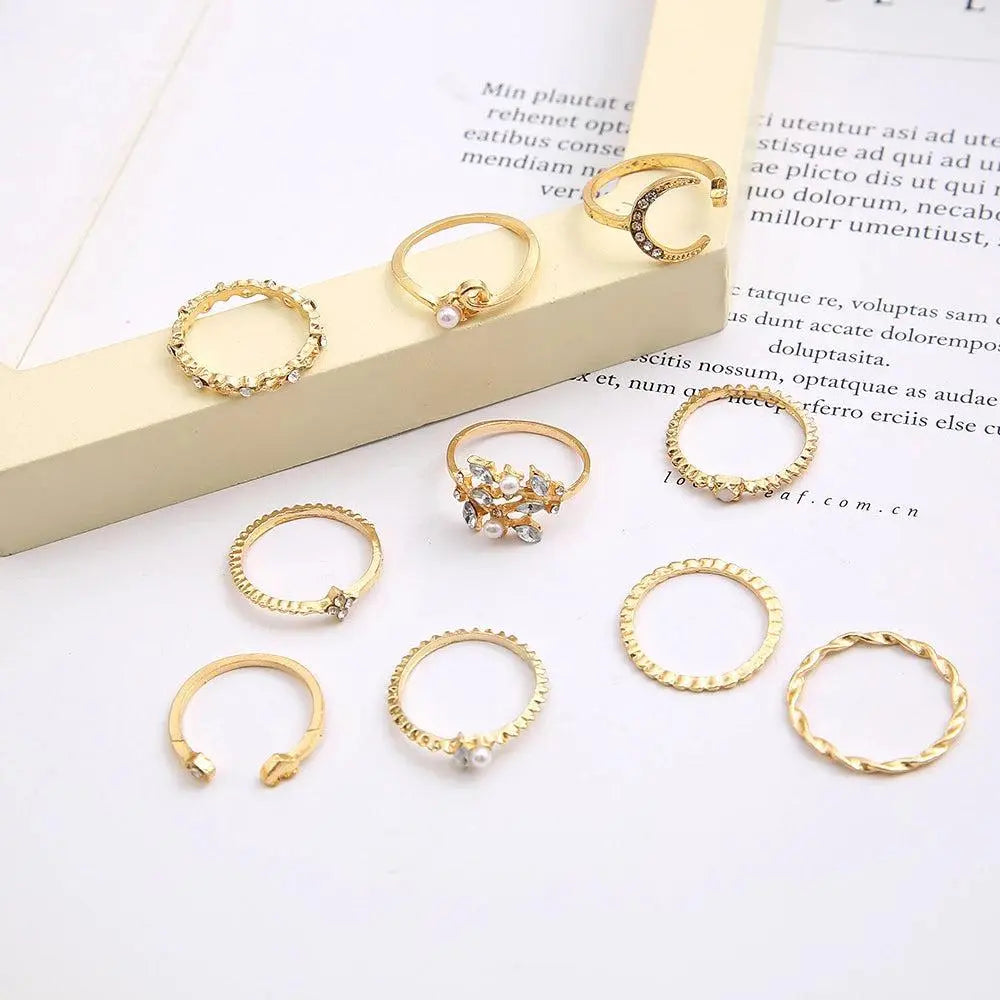 10er-Pack Bohemian Silber- und Goldplattierte Ringe