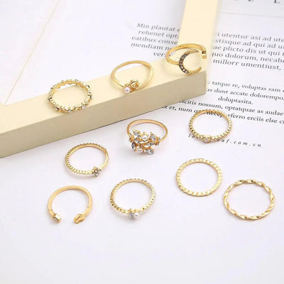 10er-Pack Bohemian Silber- und Goldplattierte Ringe