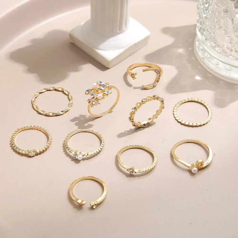 10er-Pack Bohemian Silber- und Goldplattierte Ringe