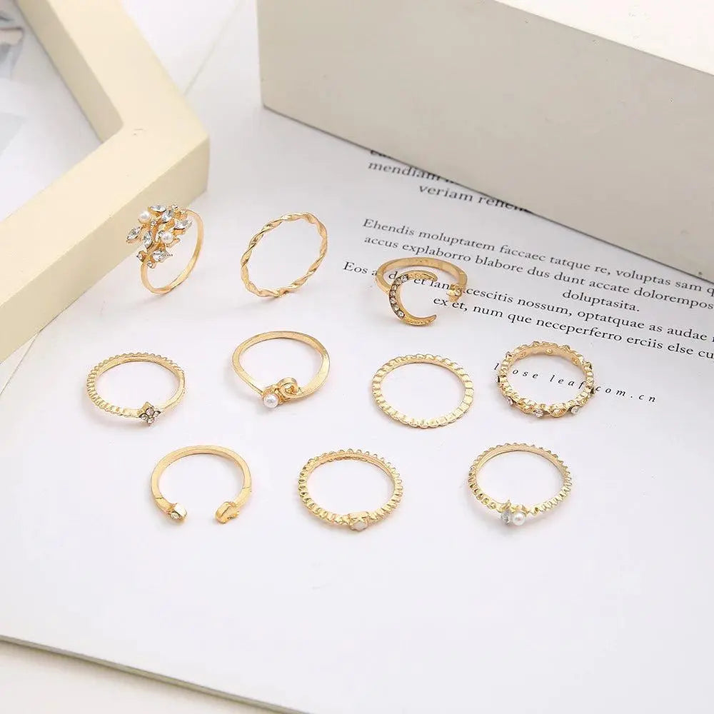 10er-Pack Bohemian Silber- und Goldplattierte Ringe