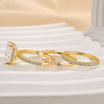 Jaily 3-teiliges Hochzeitsring-Set | Gold