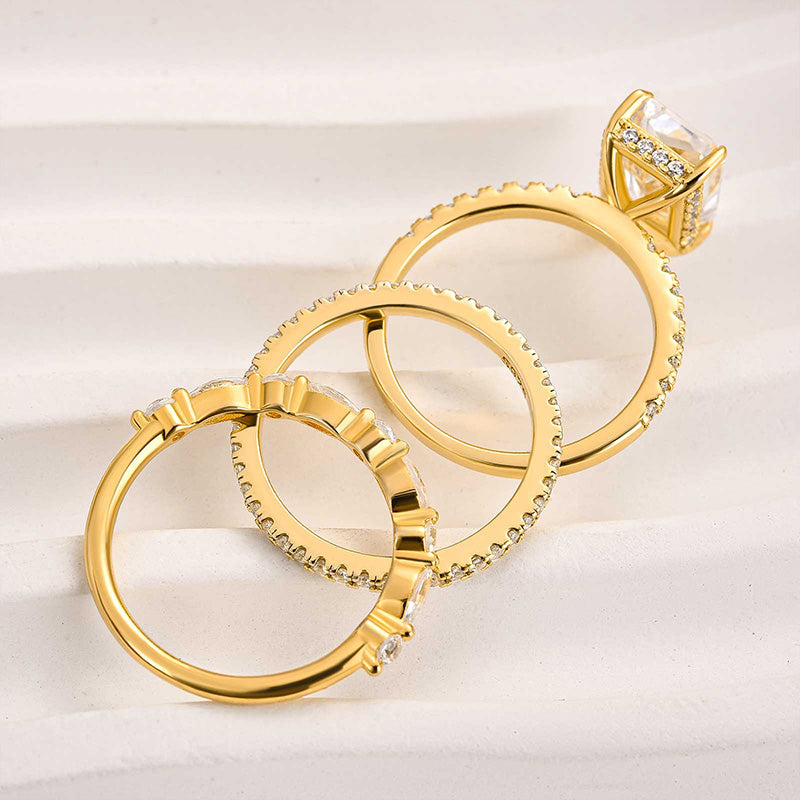 Jaily 3-teiliges Hochzeitsring-Set | Gold