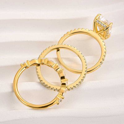 Jaily 3-teiliges Hochzeitsring-Set | Gold