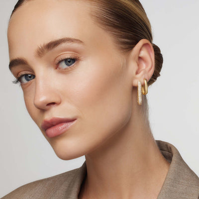 Große Icon Pavé Creolen | Gold