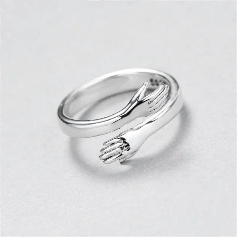 Silberner verstellbarer Hug-Ring