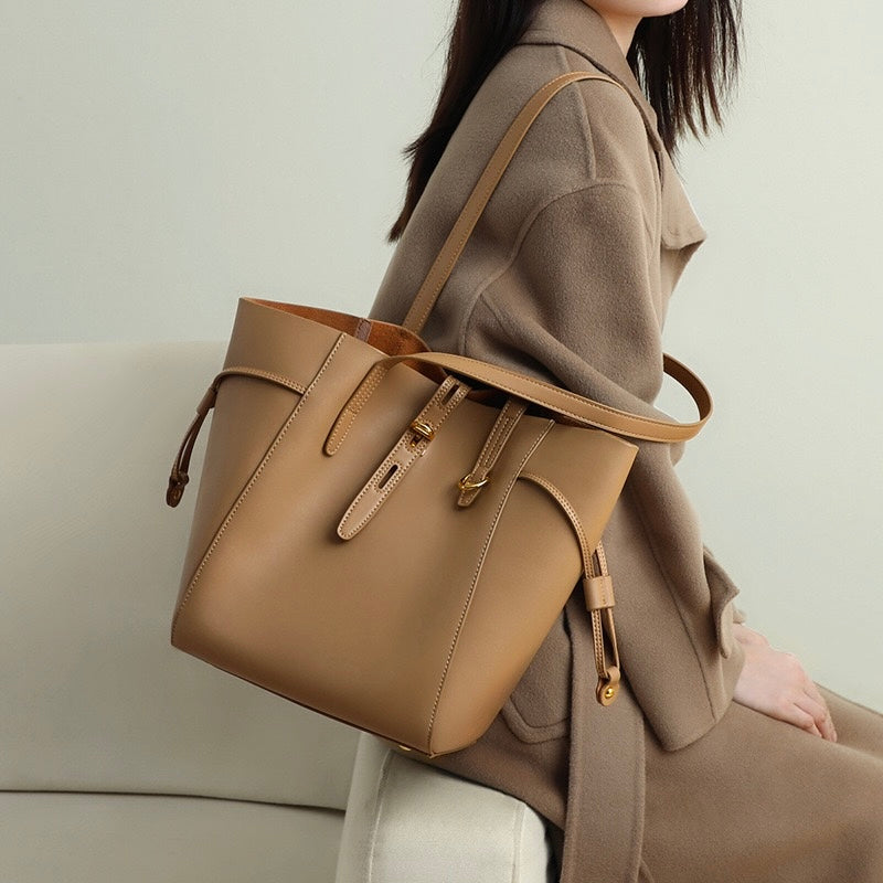 Echte Leder Vintage Schloss Schnalle Tote Bag