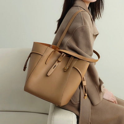 Echte Leder Vintage Schloss Schnalle Tote Bag