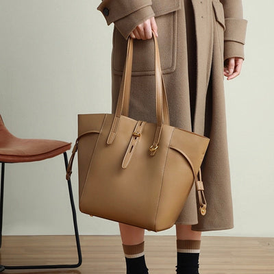 Echte Leder Vintage Schloss Schnalle Tote Bag