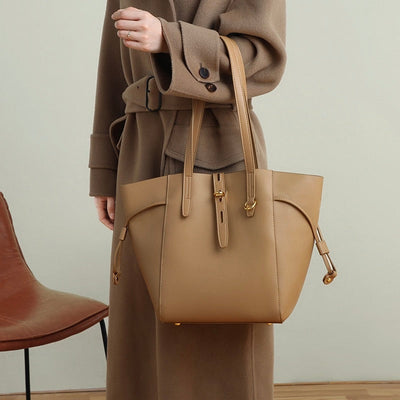 Echte Leder Vintage Schloss Schnalle Tote Bag