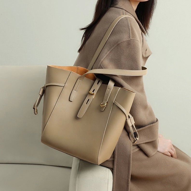 Echte Leder Vintage Schloss Schnalle Tote Bag