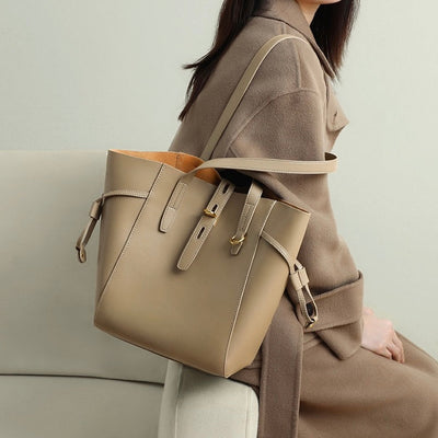 Echte Leder Vintage Schloss Schnalle Tote Bag