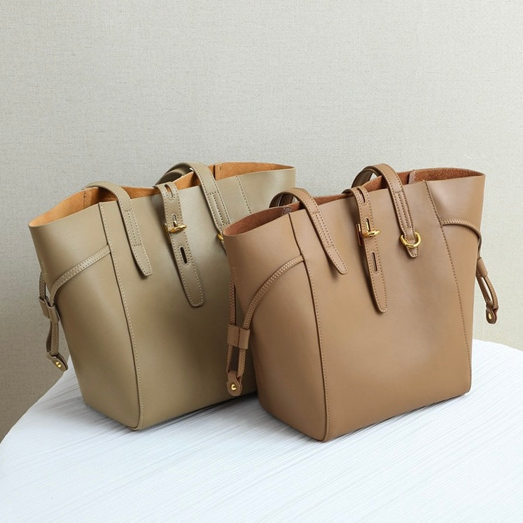 Echte Leder Vintage Schloss Schnalle Tote Bag
