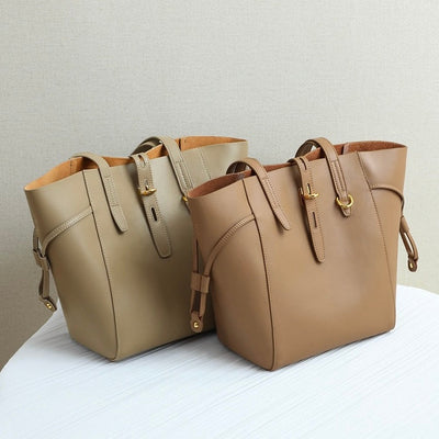 Echte Leder Vintage Schloss Schnalle Tote Bag