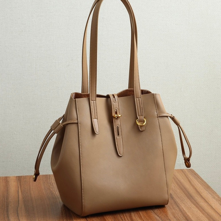 Echte Leder Vintage Schloss Schnalle Tote Bag