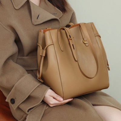 Echte Leder Vintage Schloss Schnalle Tote Bag