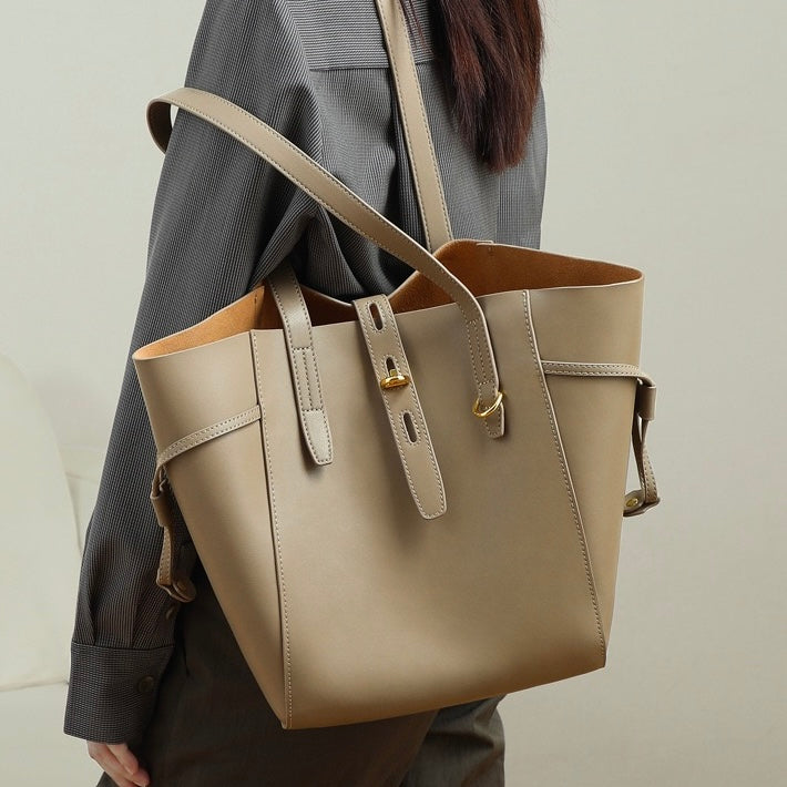 Echte Leder Vintage Schloss Schnalle Tote Bag