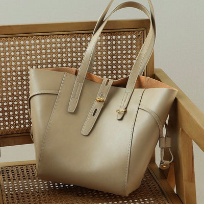 Echte Leder Vintage Schloss Schnalle Tote Bag