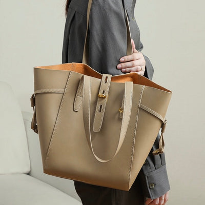 Echte Leder Vintage Schloss Schnalle Tote Bag