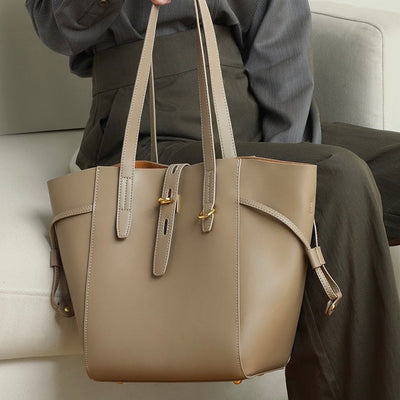 Echte Leder Vintage Schloss Schnalle Tote Bag