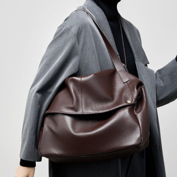 Retro Echtes Leder Weiche Minimalistische Tragetasche