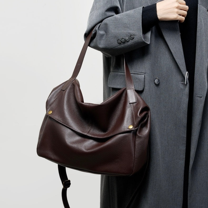 Retro Echtes Leder Weiche Minimalistische Tragetasche