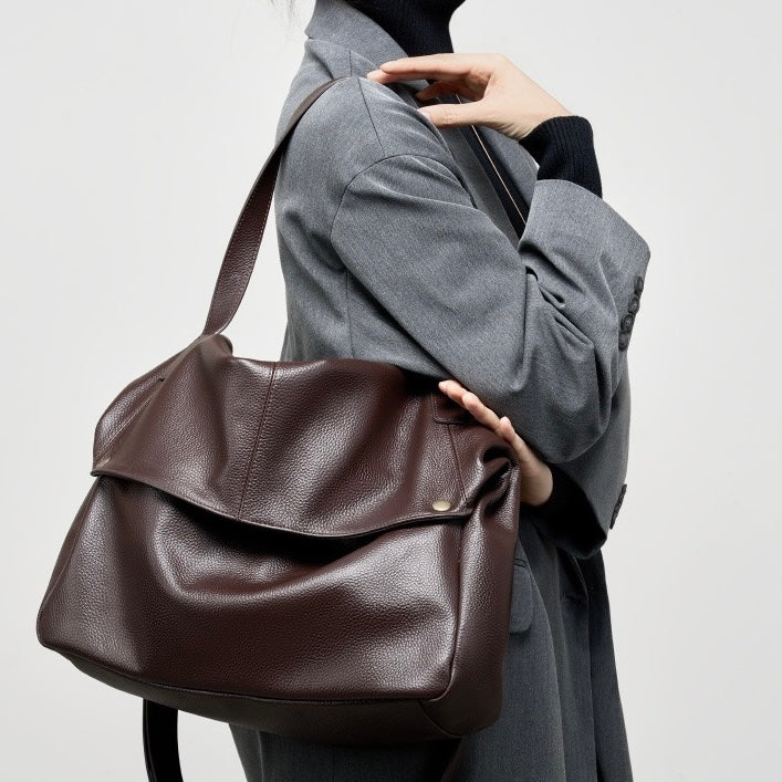Retro Echtes Leder Weiche Minimalistische Tragetasche