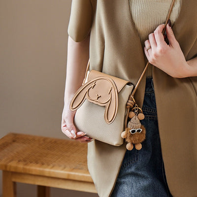 Hase Echtes Leder Mini Crossbody Handytasche