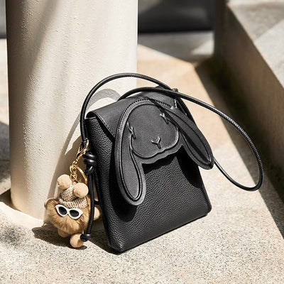 Hase Echtes Leder Mini Crossbody Handytasche