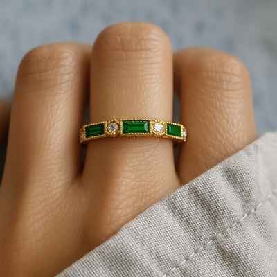 Alex - Grüner Zirkonia Goldring